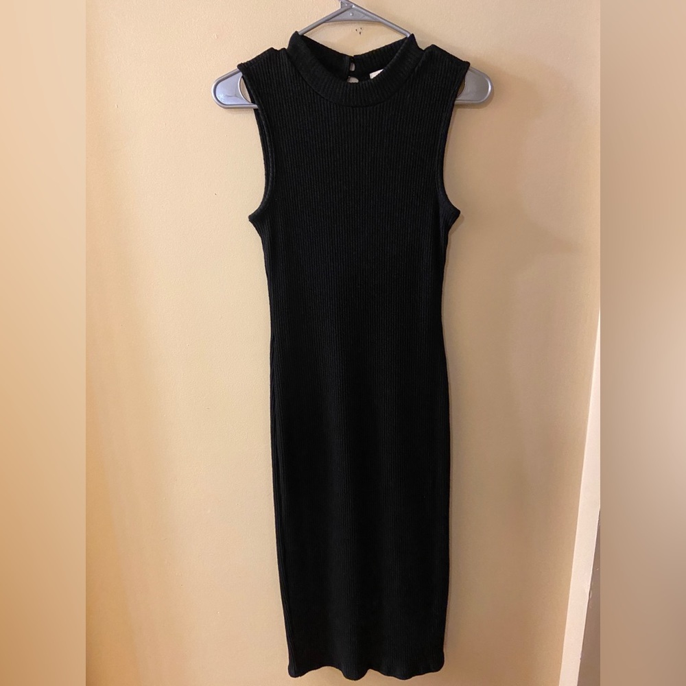 Monteau black ribbed knitwear sleeveless maxi dress - size medium